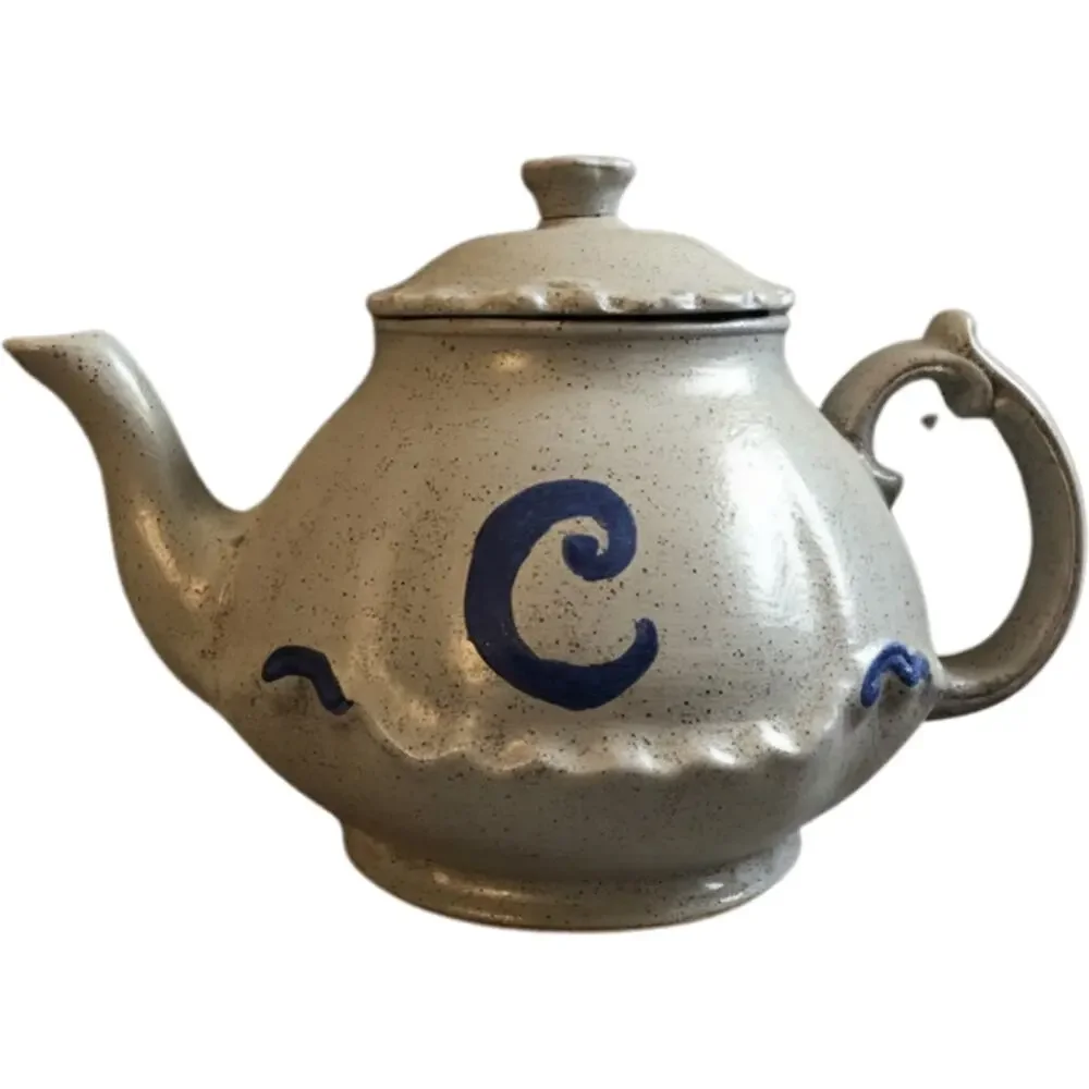 Vintage Gray Blue Personalized C Ceramic Tea Set 6 Piece